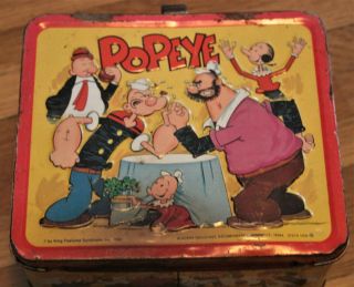 Vintage Popeye Lunchbox,  1980,  Collectible,  Brutus,  Olive Oyl,  Sweet Pea,  Wimpy