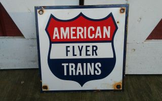 Old Vintage American Flyer Trains Porcelain Sign Train Route