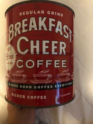 Rare Antique Tin Can Breakfast Cheer Coffee Dripco 3lb Pittsburgh Pa
