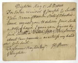 Dighton,  Ma - 1790 - Early Americana - From The Papers Of Samuel Baylies