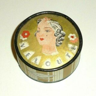 Vintage Poudre De Riz Veloute Paris Powder Box Full,  Blanche,  Nos Art Deco