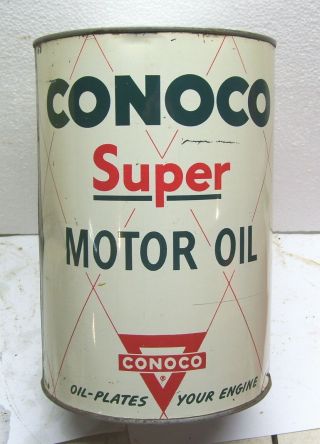 Conoco 5 Qt Five Quart Oil Can Gm Ford Mopar