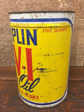 Vintage CHAMPLIN HI V I Motor Oil 5 Quart Metal Oil Can - Enid Oklahoma 2