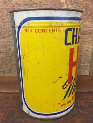Vintage CHAMPLIN HI V I Motor Oil 5 Quart Metal Oil Can - Enid Oklahoma 5