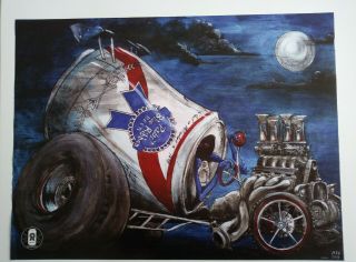 Rare Pabst Blue Ribbon Pbr 2016 Beer Art Promo Poster Beer Can Muscle Car