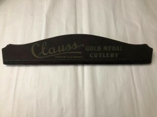 Rare Antique Wooden Clauss Cutlery Wood Display Sign Knives Knife