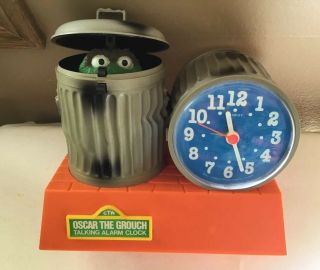 Vintage 1970’s Oscar The Grouch Talking Alarm Clock