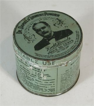 Ca1906 Dr.  Daniels Veterinary Medicine Tin Litho Advertising Tin Liniment Powder