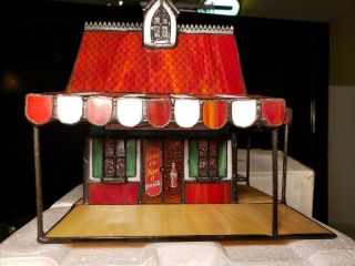 Franklin 1999 Coca Cola Stained Glass Ice Cream Parlor Light Up House 5