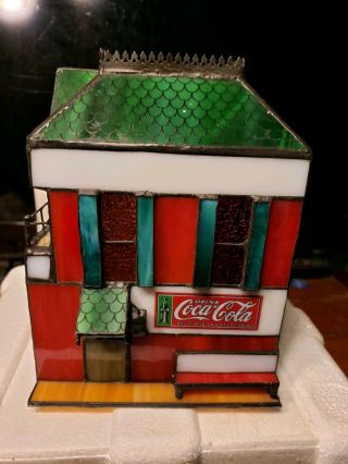 FRANKLIN Stained Glass COCA COLA Lights Up Fire House 4