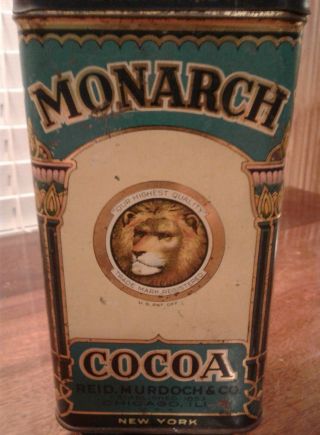 Vintage Monarch Cocoa Tin 16 Oz Reid Murdoch & Co Vibrant Colors & Graphics 5