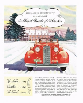 1936 Big Vintage Cadillac La Salle Convertible Coupe Car Art Print Ad