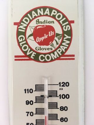 Vintage Advertising Thermometer - Indianapolis Glove Company Indian Apple Us