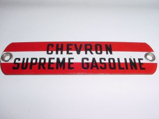 Vintage Orig Chevron Supreme Gasoline Porcelain 6 " Gas Pump Bulk Oil Tag Sign
