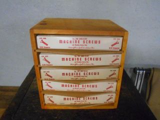 Rare Vintage Sharon Bolt & Screw Co.  5 Drawer Display Cabinet 5 Boxes Nos (g)