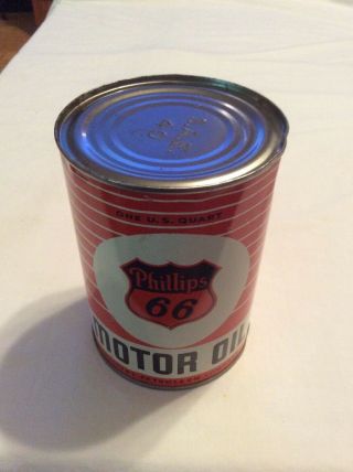 Very Rare Vintage Antique Phillips 66 Motor Oil Full Can Automotive Advertising