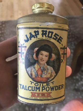 Vintage “jap Rose” Talcum Powder Tin Advertising