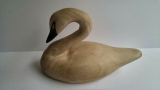 Vintage Campbell Classics Folk Art Wooden Carved Swan Decoy Bird Figure