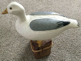Hand Carved Wooden Seagull (1980) By Miles Smith Of Marine City,  Mi