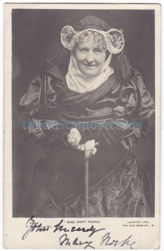 Stage Actress Mary Rorke In Costume.  Signed Postcard