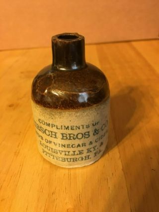 Rare Hirsch Bros & Co Vinegar & Cider Mini Jug Louisville Ky Miniature Jug
