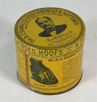 Ca1906 Dr.  Daniels Veterinary Medicine Tin Litho Advertising Tin " Hoof Grower "