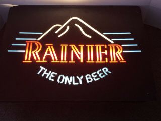 Vintage 1980’s Rainier Beer Neo Neon Beer Sign Bar Collectible Man Cave Shop