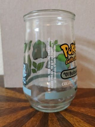 Pokemon 01 Bulbasaur Welchs Jelly Jar Juice Glass 1999 Nintendo Collectible Cup 3