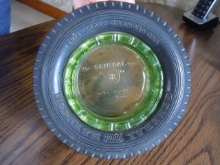 Vintage " General Tire " Tire Glass Ashtray