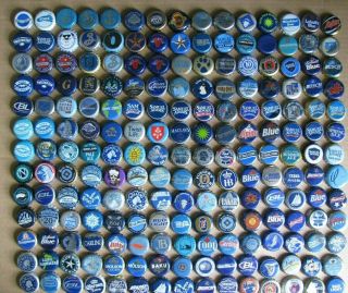 195 Mixed Different Worldwide Shades Of Blue Themed Beer Bottle Caps