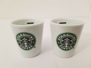 Starbucks 2 X Espresso 1oz Shot Glasses White Porcelain Rare