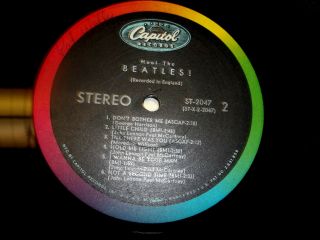 MEET THE BEATLES STEREO 1964 WAX IS VG,  OR HIGHER RARE 4 ON BACK WOODY 6