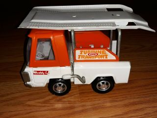 Vintage Buddy L " Turbine Transport " Truck Color Orange Pressed Steel