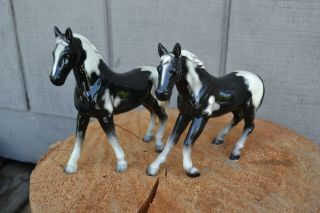 Horse Figurines - American Paint - Black And White - Set Of 2