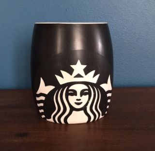 Starbucks Coffee Cup Black & White Ceramic Etched Mermaid Siren Logo Mug 2011