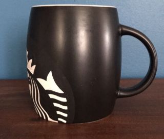 Starbucks Coffee Cup Black & White Ceramic Etched Mermaid Siren Logo Mug 2011 2