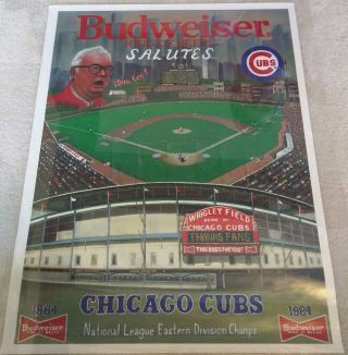 Budweiser Beer / Chicago Cubs Vintage 1984 National Champs / Harry Caray Poster