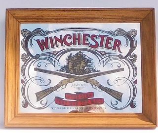Vintage Winchester Repeating Arms Co.  Mirror W/ Wood Frame - Bar Or Man Cave