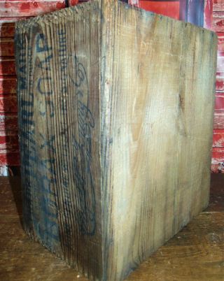 Antique Primitive Wood Wooden Dovetailed Crate Box The PEARL Mark BORAX SOAP 3