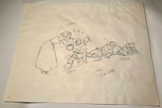 Walt Disney Snow White Seven Dwarfs Production Animation Drawing Cel