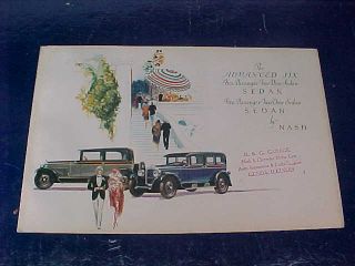 1928 Nash Advanced Six Automobile Illustrated Advertising Brochure