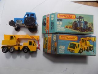 Matchbox 1 - 75,  Ford Tractor 46 And Crane Truck 49