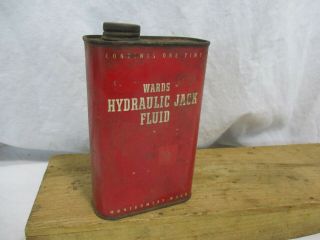 Vintage Wards Hydraulic Jack Fluid Can Oil Shell Sinclair Quaker State Lead Full