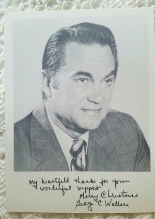 George C.  Wallace Signed Photograph,  Black And White Autographed Photo 3 3/4 X 5