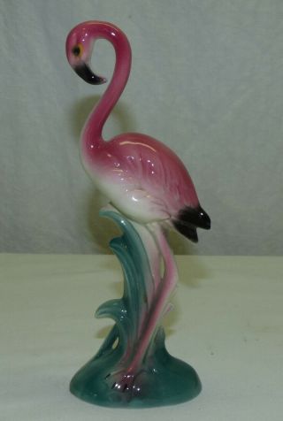 Vintage Ceramic 8 " Pink Flamingo Bird Figurine Mid Century Modern