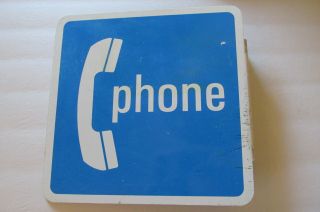 Vintage Public Telephone Pay Phone Booth 2 Sided Sign Without Metal Flange