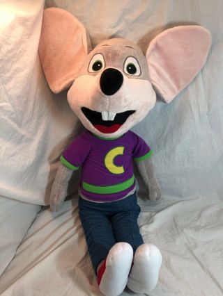 Chuck E Cheese Mouse Doll 29 " Plush Large Jumbo Purple Shirt Jeans Stuffed