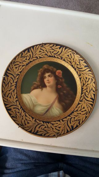 1905 Circa Antique Vienna Art Plate Metal Tin Litho Angelo Asti Woman Unmarked