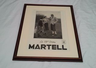 Vintage 1935 French Golfer / Caddie France Martell Cognac Framed Art Print Ad