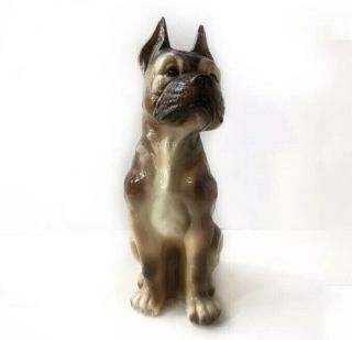Vintage Pit Bull Dog Mastiff Staffordshire Ceramic Statue Figurine 11.  5 (h) D